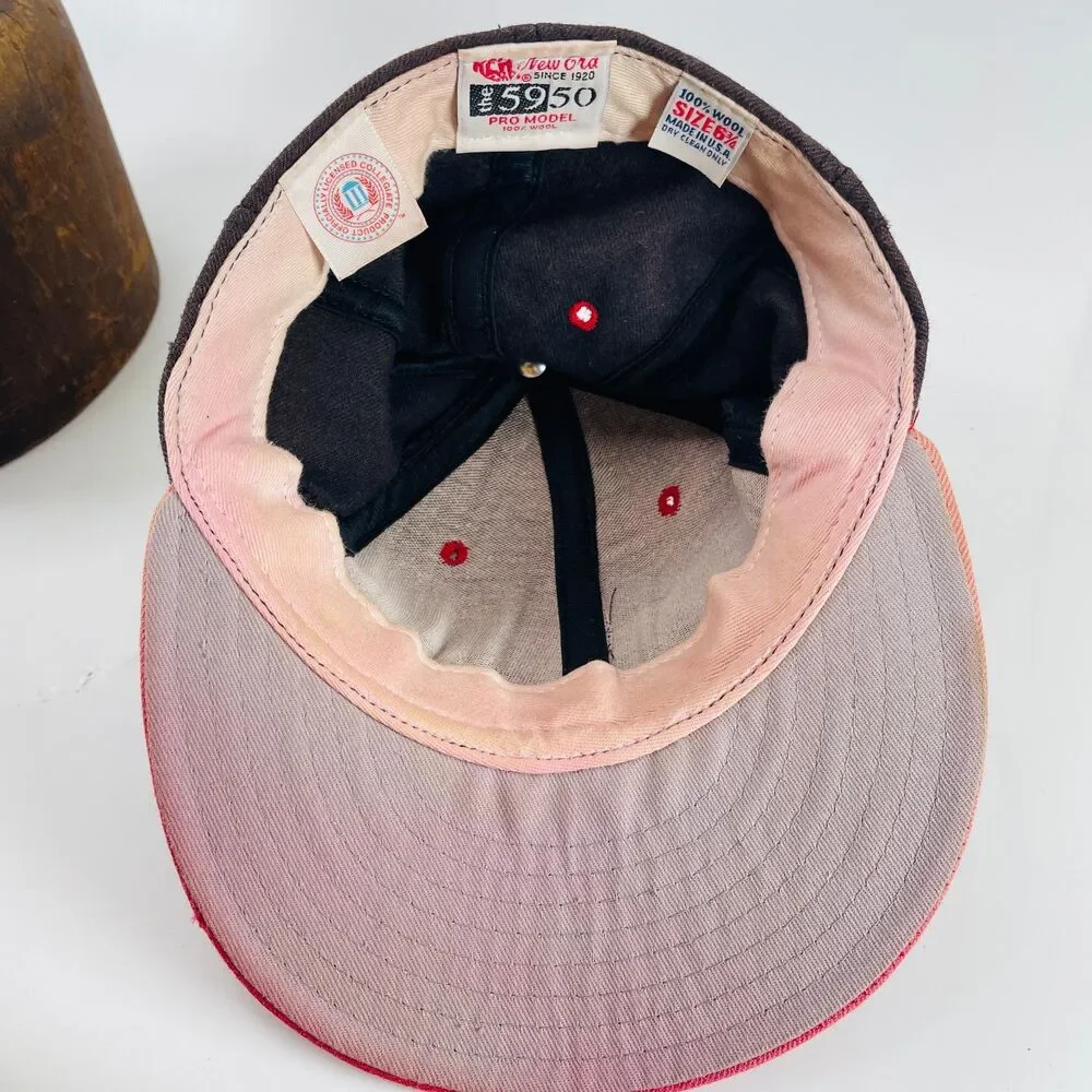 VINTAGE Nebraska Cornhuskers Hat Cap Fitted 6 3/4 Black New Era 59Fifty Wool